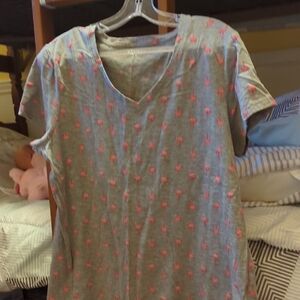 NorthCrest Gray Tee with Pink Flamingos.  2 For $10